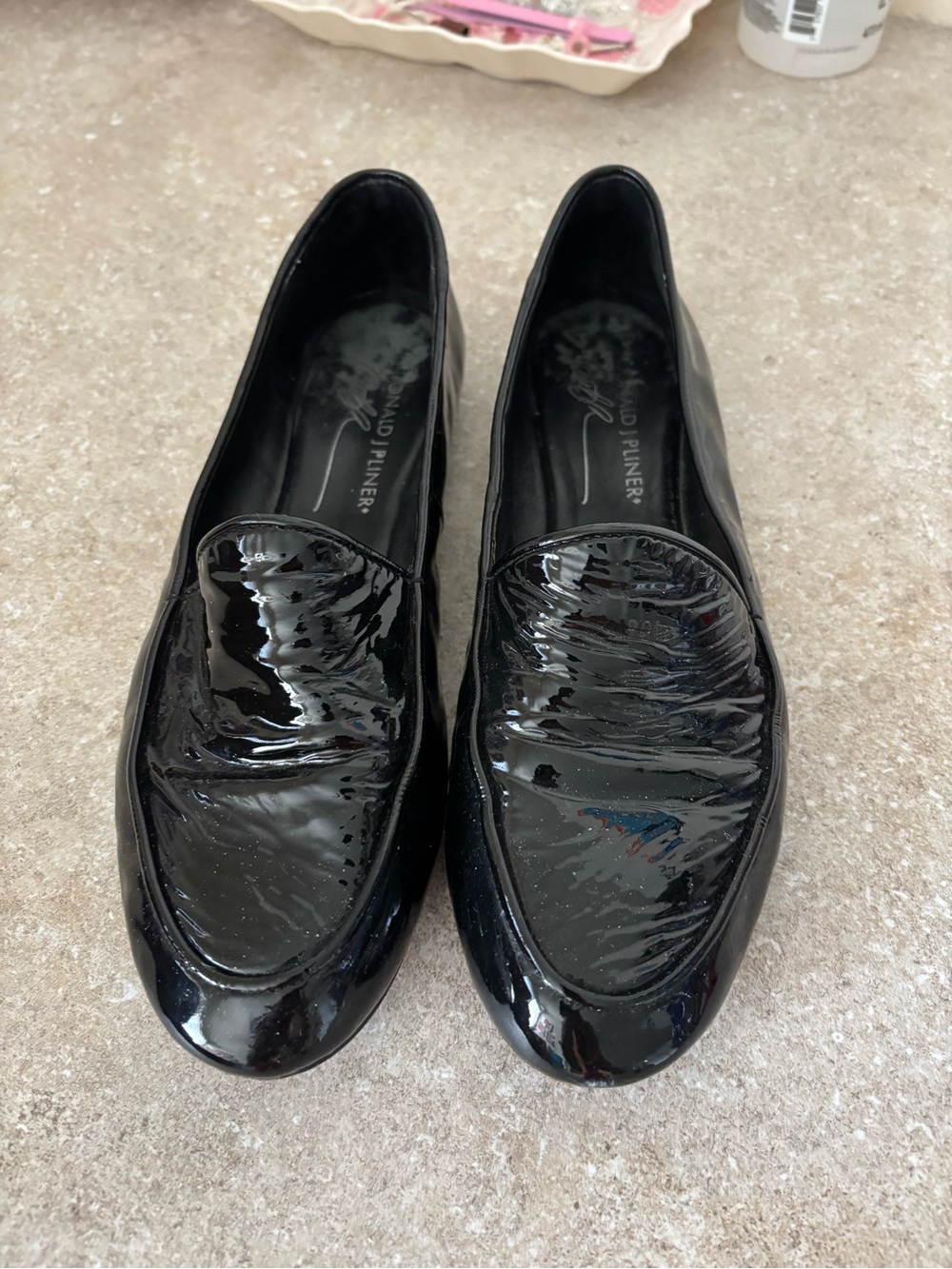 Like new Donald Pliner Super Soft Black Patent Loafers - Women's Slip-On